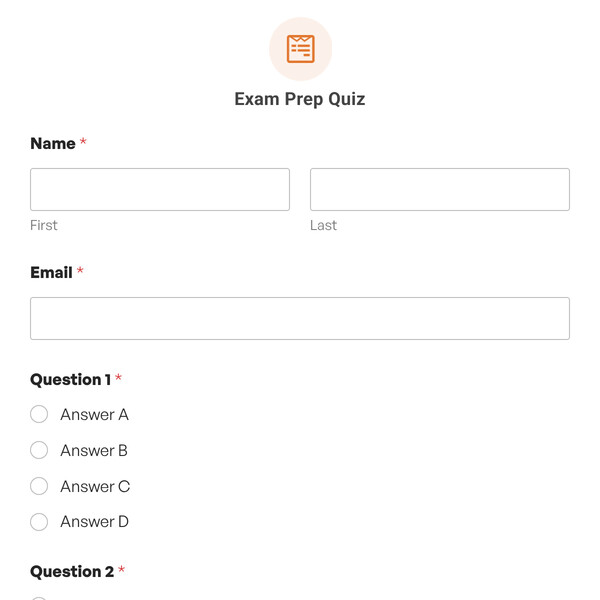 Exam Prep Quiz Template