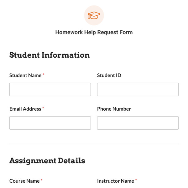 Homework Help Request Form Template