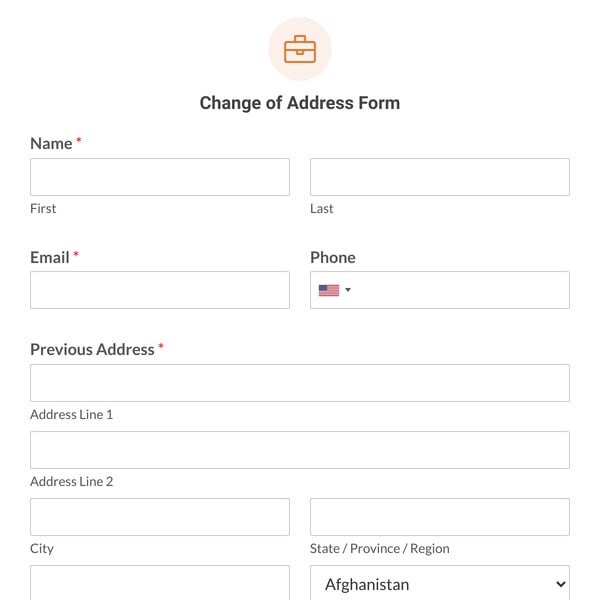 Change of Address Form Template