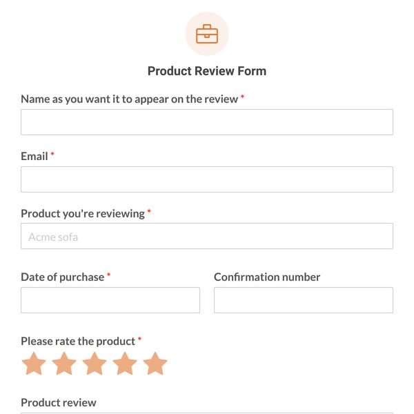 Product Review Form Template