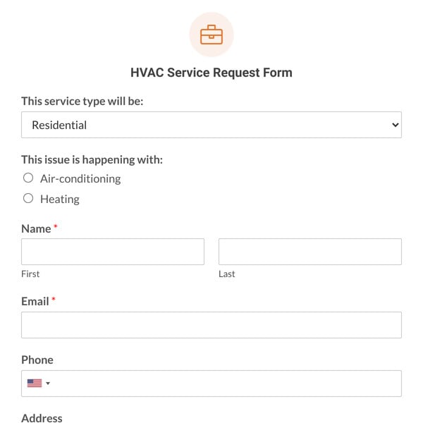 HVAC Service Request Form Template