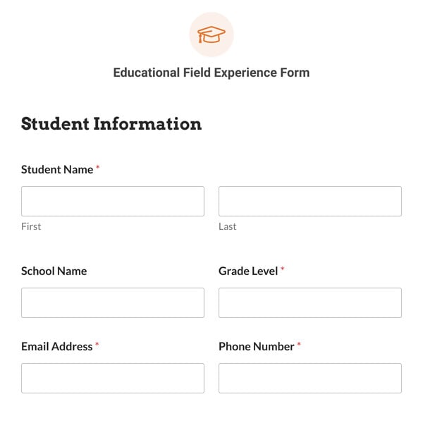 Educational Field Experience Form Template