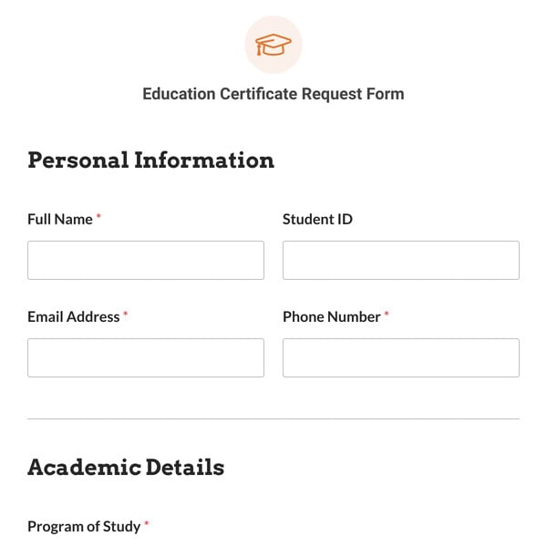 Education Certificate Request Form Template