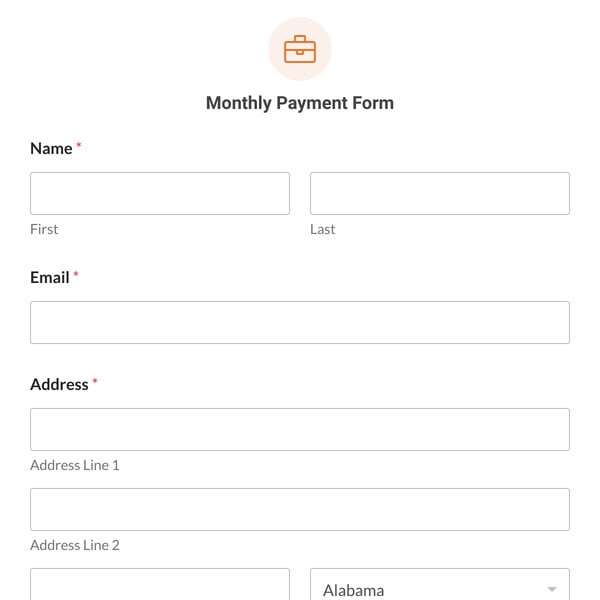 Monthly Payment Form Template