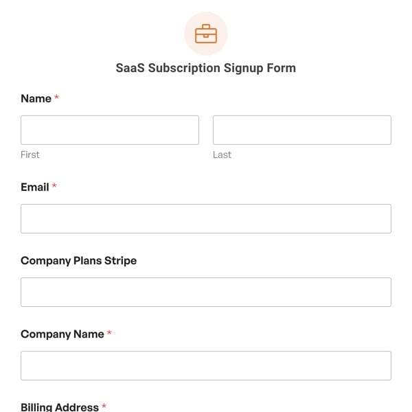 SaaS Subscription Signup Form Template