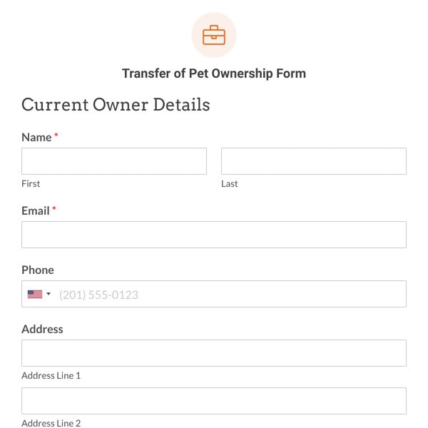 Transfer of Pet Ownership Form Template