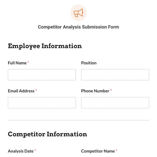 Competitor Analysis Submission Form Template
