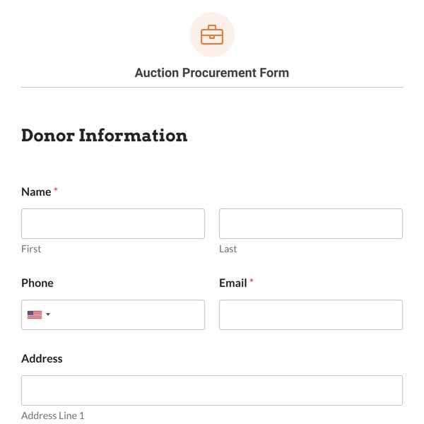 Auction Procurement Form Template