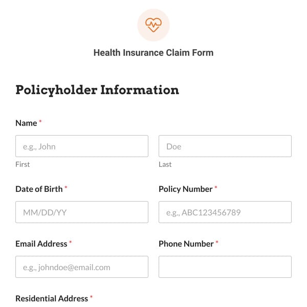 Health Insurance Claim Form Template