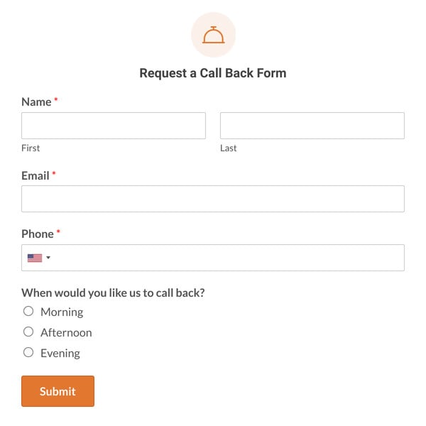 Request a Call Back Form Template