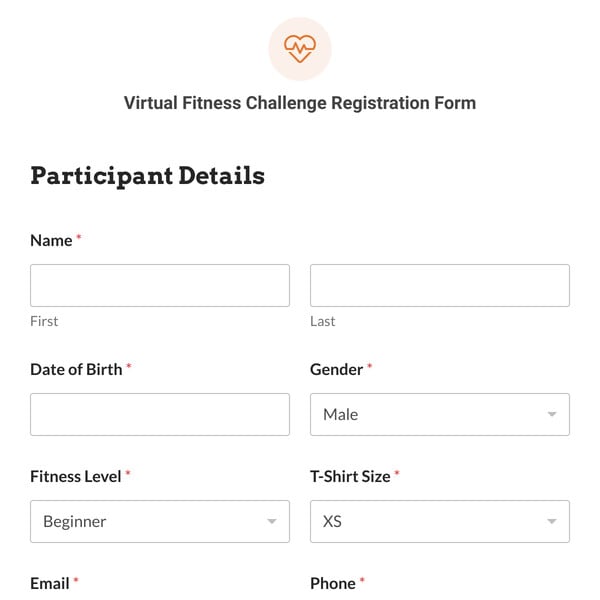 Virtual Fitness Challenge Registration Form Template