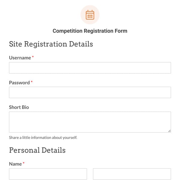 Competition Registration Form Template