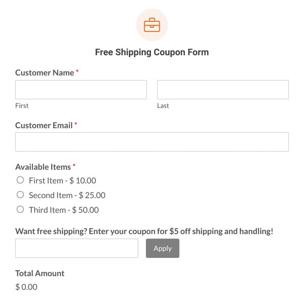 Free Shipping Coupon Form Template
