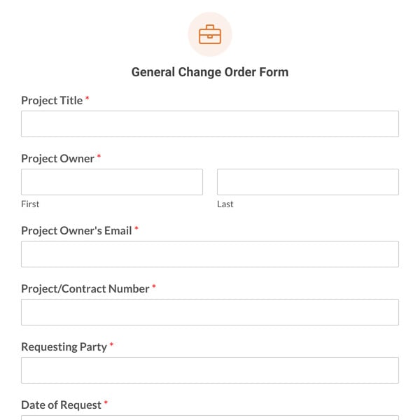 General Change Order Form Template