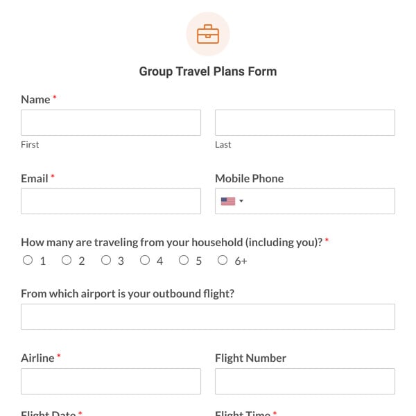 Group Travel Plans Form Template