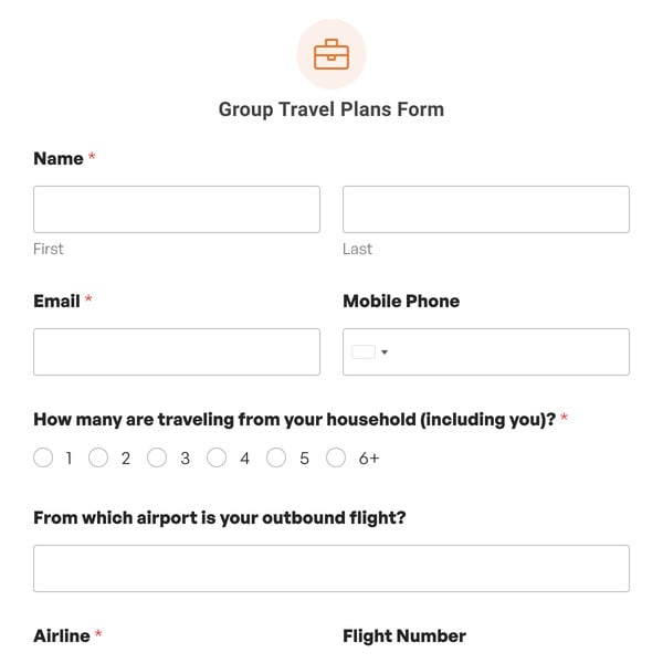 Group Travel Plans Form Template