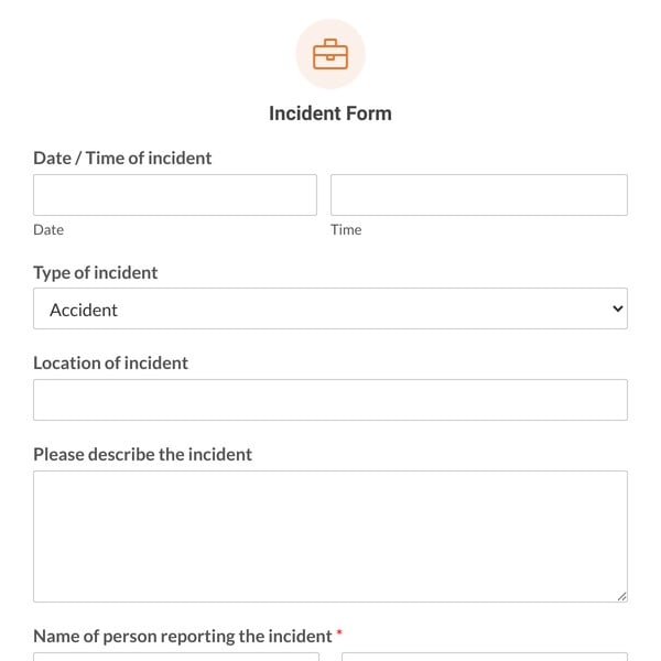 Incident Form Template
