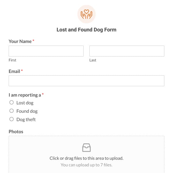 Lost and Found Dog Form Template