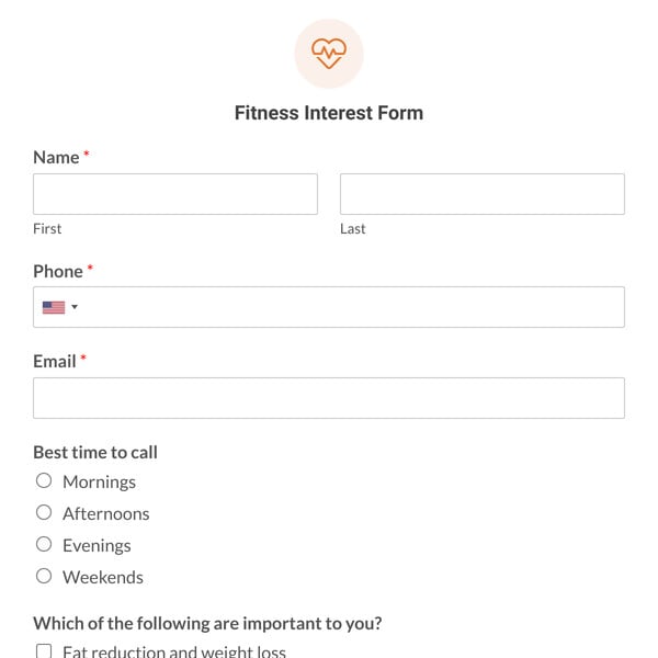Fitness Interest Form Template