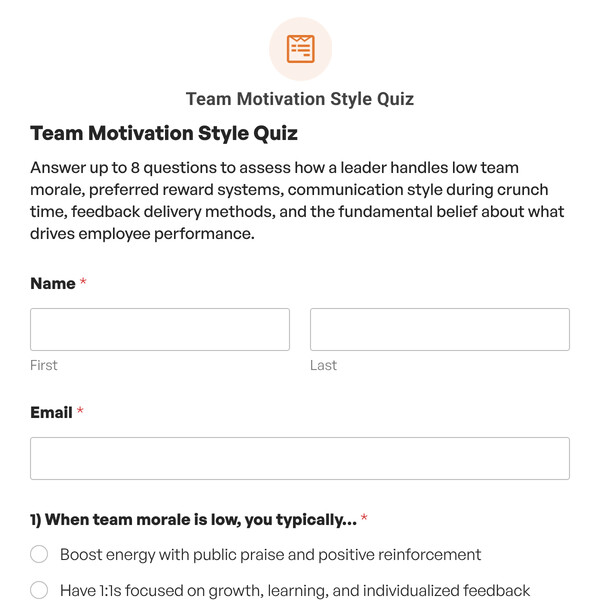 Team Motivation Style Quiz Template