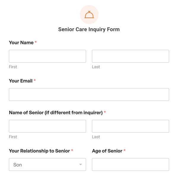 Senior Care Inquiry Form Template