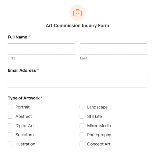 Art Commission Inquiry Form Template