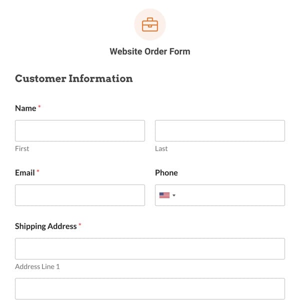 Website Order Form Template