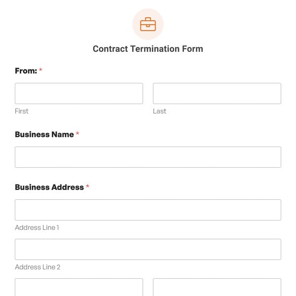 Contract Termination Form Template