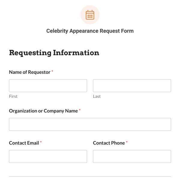 Celebrity Appearance Request Form Template