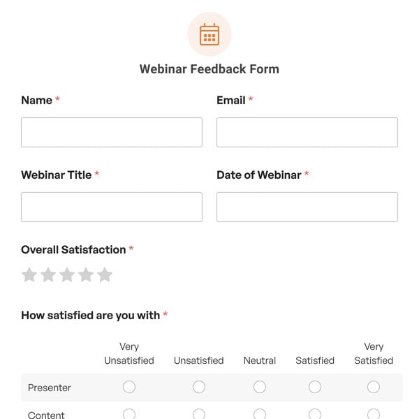 Webinar Feedback Form Template