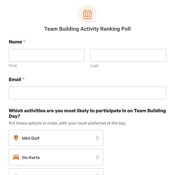 Team Building Activity Ranking Poll