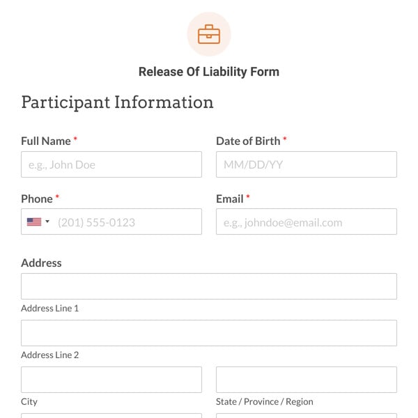 Release Of Liability Form Template