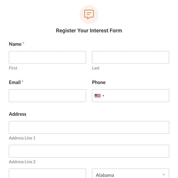 Register Your Interest Form Template