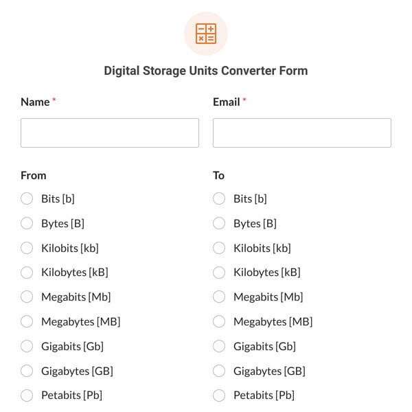 Digital Storage Units Converter Form Template