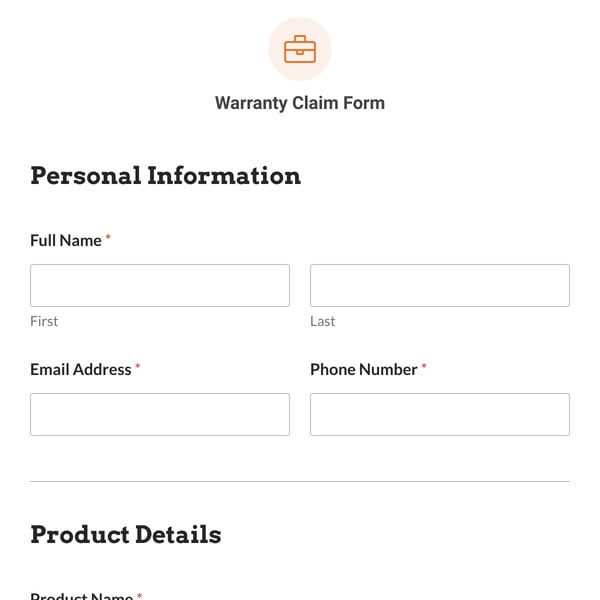 Warranty Claim Form Template