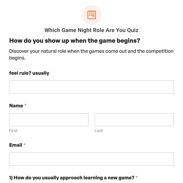 Which Game Night Role Are You Quiz Template