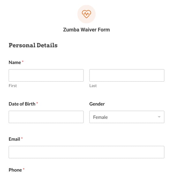 Zumba Waiver Form Template