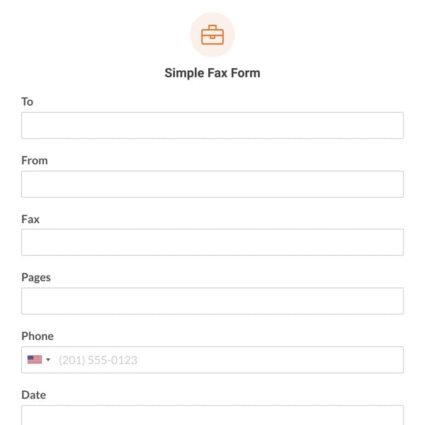 Simple Fax Form Template