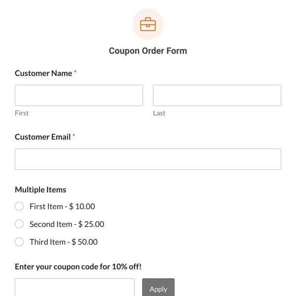 Coupon Order Form Template