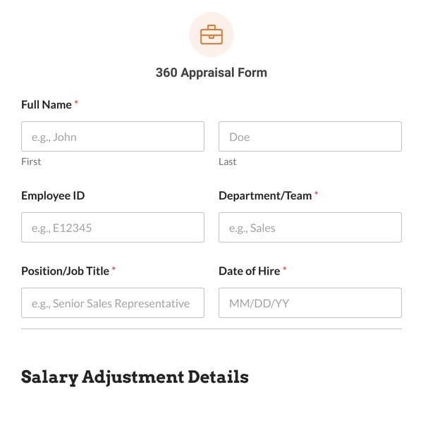 360 Appraisal Form Template