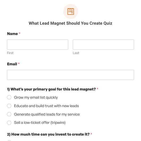 What Lead Magnet Should You Create Quiz Template
