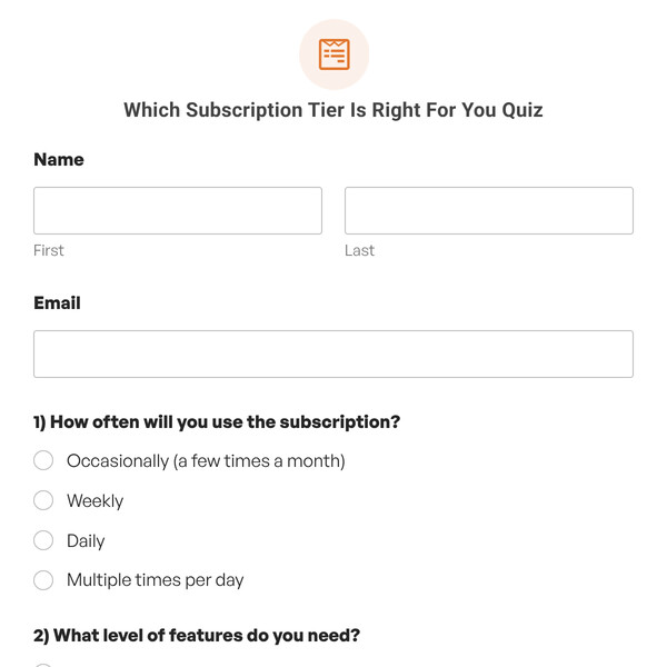 Which Subscription Tier Is Right For You Quiz Template