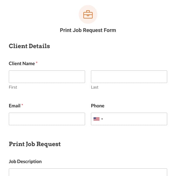 Print Job Request Form Template