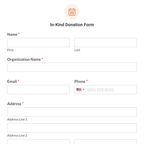 In-Kind Donation Form Template