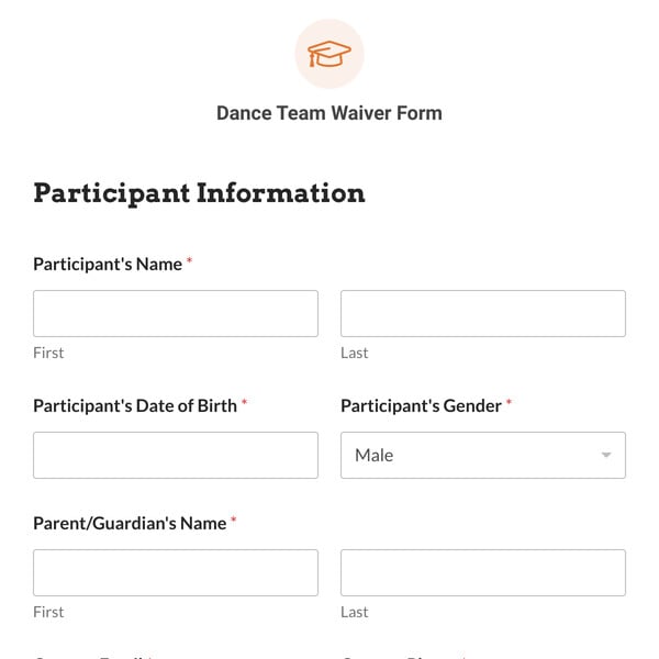 Dance Team Waiver Form Template