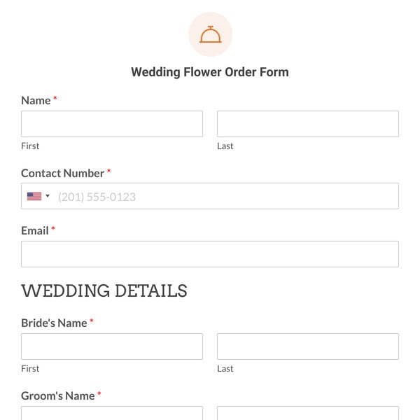 Wedding Flower Order Form Template