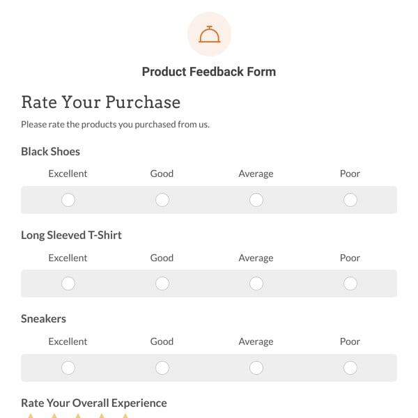 Product Feedback Form Template