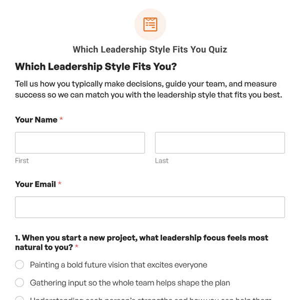 Which Leadership Style Fits You Quiz Template