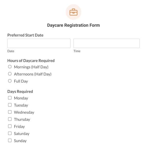 Daycare Registration Form Template