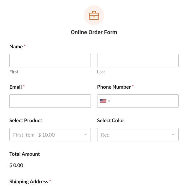 Online Order Form Template